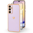 Чехол для Samsung Galaxy A25 5G, Electro heart, фиолетовый + полное клеевое керамическое стекло