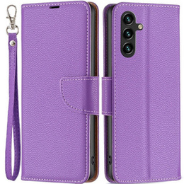 Чохол-книжка для Samsung Galaxy A15, Wallet Litchi Leather, фіолетовий + скло 9H
