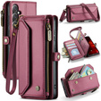 Чехол CASEME для Samsung Galaxy S24 FE, RFID Leather Wallet, с плечевым ремнем, красный