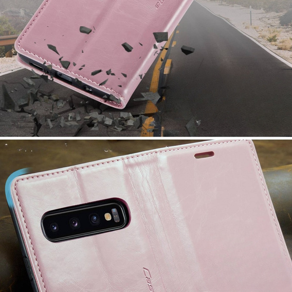 Флип-кейс CASEME для Samsung Galaxy S10+ Plus, Waxy Textured, розовый