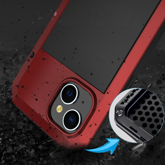 Чохол для iPhone 15, броньований, з інтегрованим склом, червоний