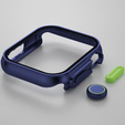 2в1 чехол и защитное стекло для часов Apple Watch 6/5/4/SE 44MM, Dark Blue/Green