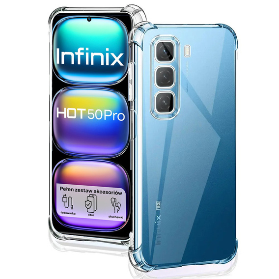 Чехол до Infinix Hot 50 Pro 4G, Dropproof, прозрачный