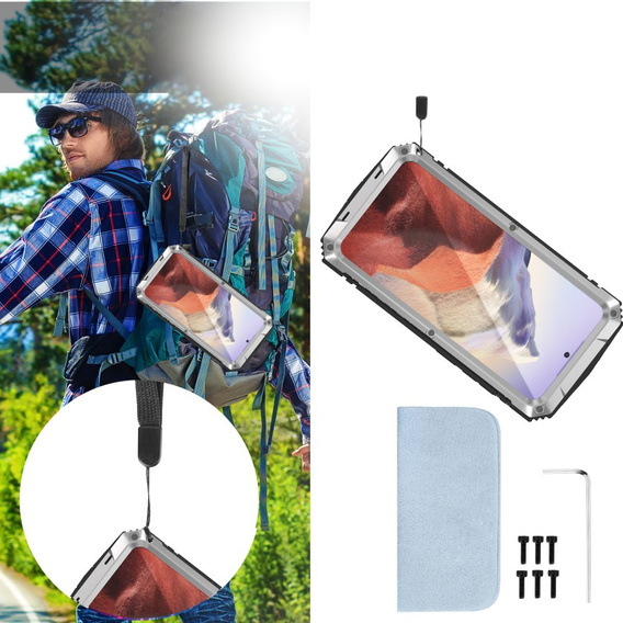 Бронированный чехол для Samsung Galaxy S25, R-JUST, серебряный