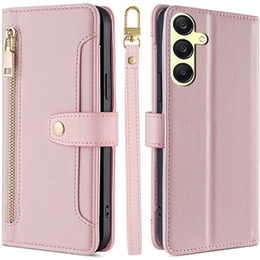 Откидной чехол для Samsung Galaxy A25 5G, Wallet Zipper Pocket, розовый