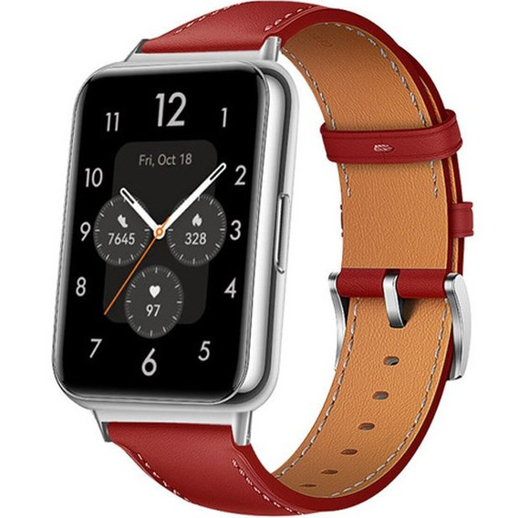 Кожаный ремешок для часов Huawei Watch Fit 2, Red