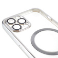 Чохол для iPhone 12 Pro, Electro MagSafe, сріблястий + Скло на екран