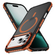 Матовий чохол для iPhone 17 Pro Max, броньований, для MagSafe, димчастий з помаранчевими боками