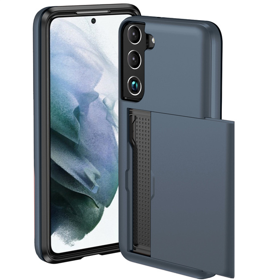 Чехол до Samsung Galaxy S22, Sliding Card Holder, темно-синий