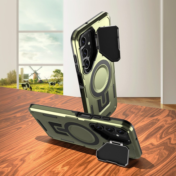 Чехол для Samsung Galaxy A16, Military MagSafe with camera protection, зелёный