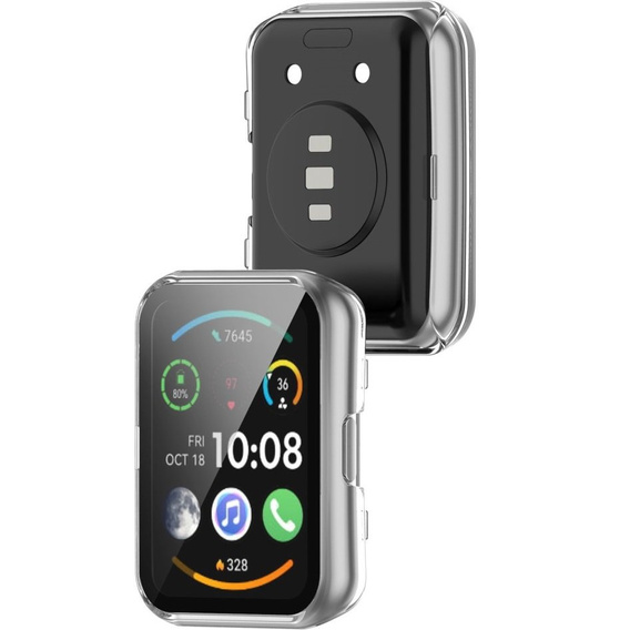 Силиконовый футляр со встроенным защитным стеклом до Huawei Watch Fit 2, Clear