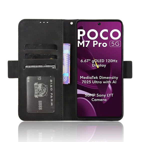 Футляр з клапаном для Xiaomi Poco M7 Pro 5G, Card Slot, чорний