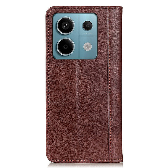 Чoхол до Xiaomi Redmi Note 13 Pro 5G, Wallet Litchi Leather, коричневий