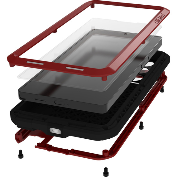 Чехол Love Mei до Samsung Galaxy S25 Ultra, armored with glass, красный