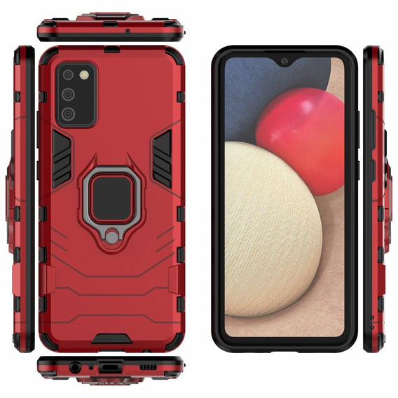 Чехол до Samsung Galaxy A02S, Kickstand Ring, красный
