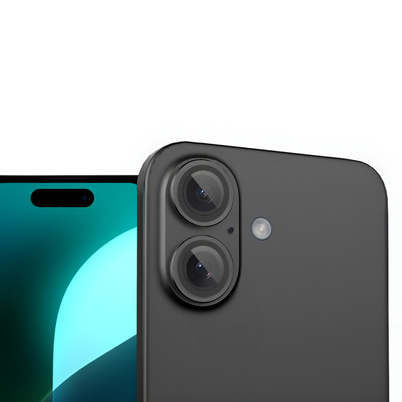 2x закаленное стекло ERBORD OPTIK Pro для камеры iPhone 16 / 16 Plus, чёрный