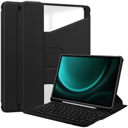 Чехол клавиатура для Samsung Galaxy Tab S9 FE+ Plus, Rotary 360° Leather, чёрный