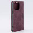 Чехол для iPhone 15 Pro, ERBORD Vintage, бумажник с клапаном, красный