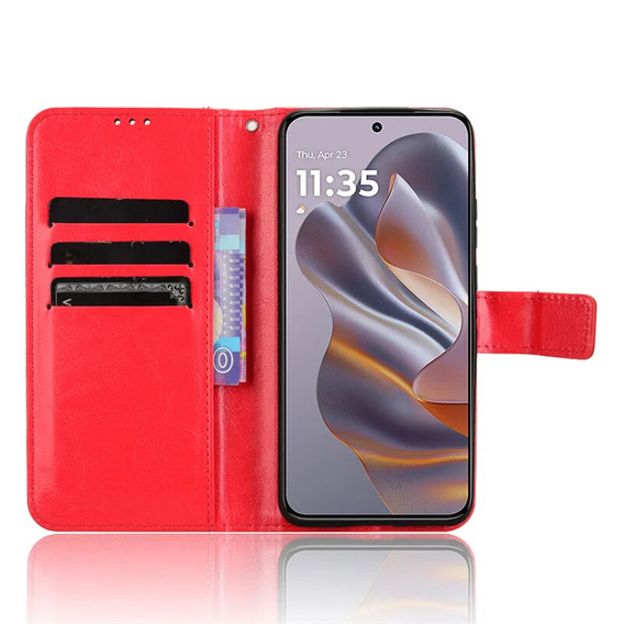 Футляр з клапаном для Motorola Edge 50 Neo / Motorola ThinkPhone 25, Crazy Horse Wallet, червоний
