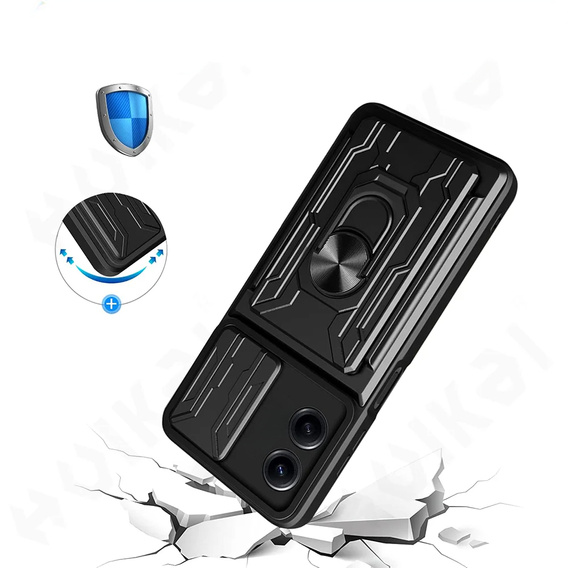 Броньований чохол для Oppo A18 4G / A38 4G, Camera Slide Card Slot, чорний