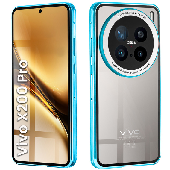Чехол для Vivo X200 Pro 5G, Magnetic Dual Glass, синий