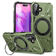 Чехол для iPhone 16 Plus, бронированный с подставкой и ручкой-планшетом, зелёный