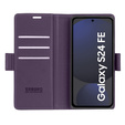Чохол для Samsung Galaxy S24 FE, ERBORD Glossy Litchi, гаманець з клапаном, фіолетовий