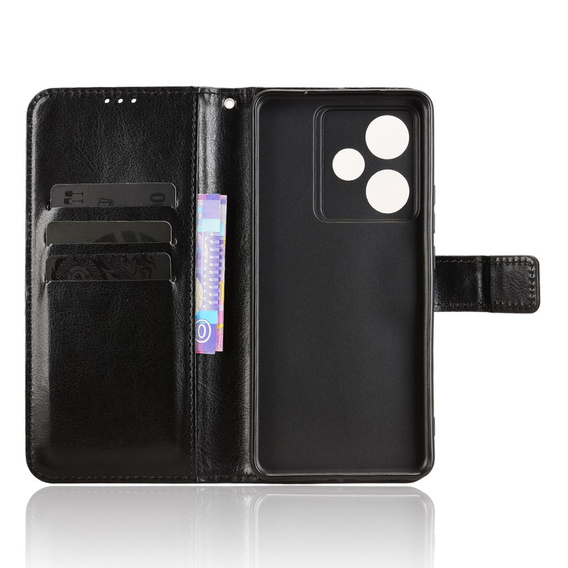 Футляр з клапаном для Realme GT 7 / 7T, Crazy Horse Wallet, чорний