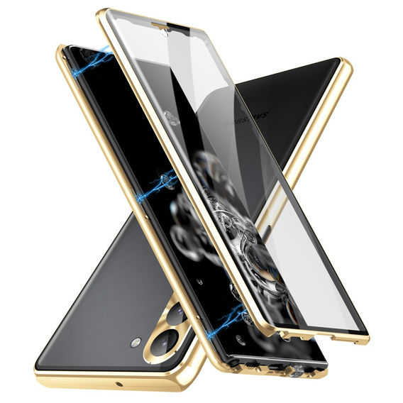 Чехол для Samsung Galaxy S23, Magnetic Dual Glass, золотой