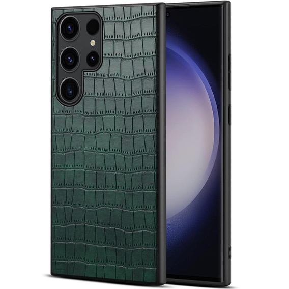 Чехол для Samsung Galaxy S24 Ultra, крокодил, кожа зелёный