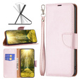 Откидной чехол для Samsung Galaxy A25 5G, Wallet Litchi Leather, розовый + 9H стекло 