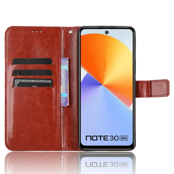 Футляр з клапаном для Infinix Note 30, Crazy Horse Wallet, коричневий
