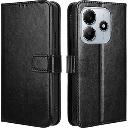 Откидной чехол для Xiaomi Redmi Note 14 5G, Crazy Horse Wallet, чёрный