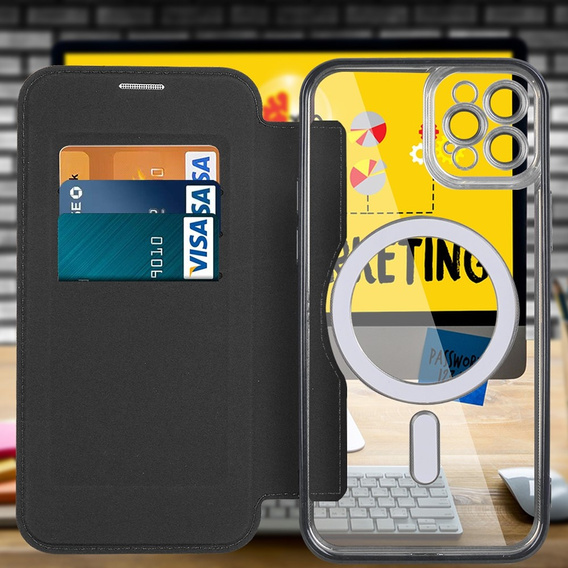 Откидной чехол для iPhone 11 Pro Max, RFID Wallet MagSafe CamShield, чёрный
