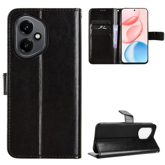 Откидной чехол для Honor 400 5G, Crazy Horse Wallet, чёрный