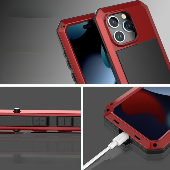 Чохол для iPhone 15, броньований, з інтегрованим склом, червоний