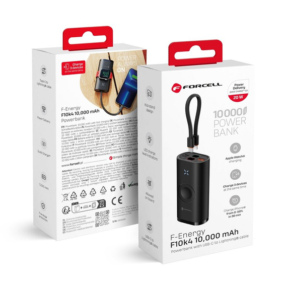 Powerbank Forcell F-Energy 10000 мАг із зарядним пристроєм для Apple Watch
