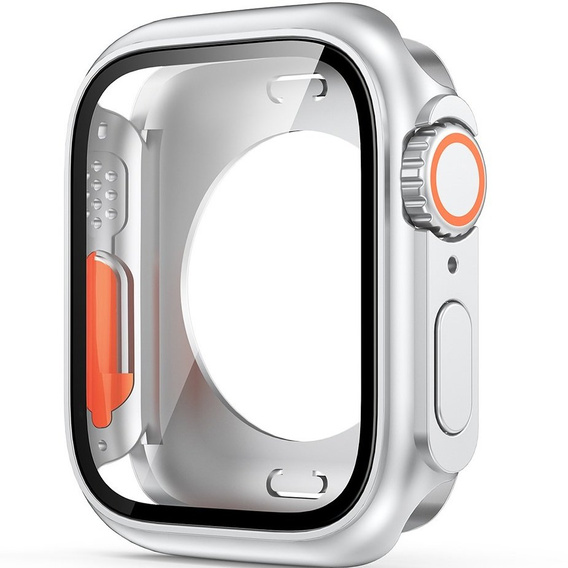 2в1 чохол та захисне скло для годинника Apple Watch 7/8 41MM, Silver/Orange