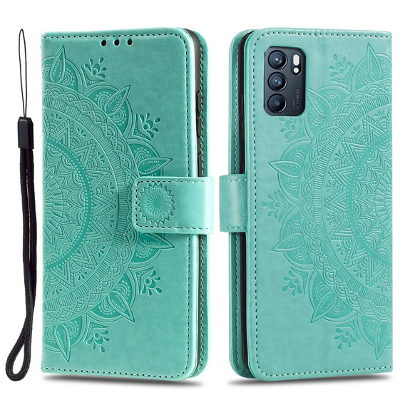 Чохол-книжка для Oppo Reno6 5G, Mandala, зелений