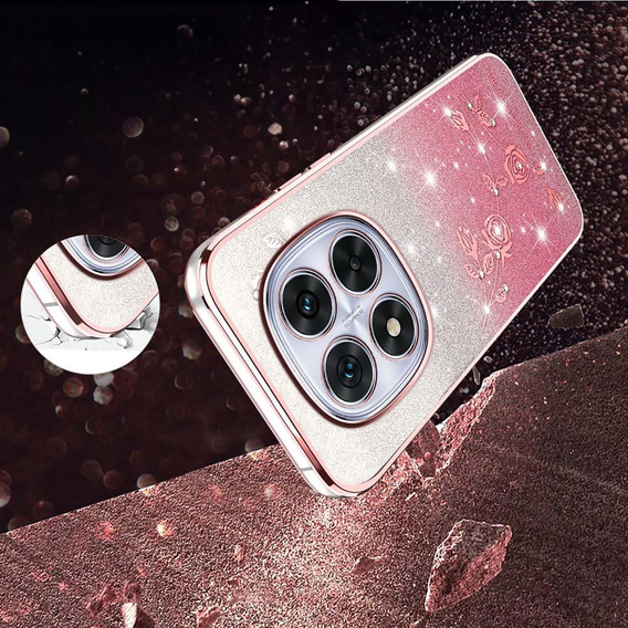 Чехол с блестками Glitter Flower для Xiaomi Redmi Note 15 Pro Plus 5G / Poco M8 Pro 5G