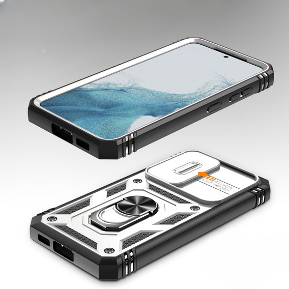 Чехол NOX Camera Slide Samsung Galaxy S23, CamShield Slide, CamShield Slide, белый / чёрный