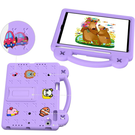 Дитячий чохол для планшета iPad 9.7" 2018/2017 (6/5 gen.) / Pro 9.7" 2016, Cute Patterns, з підставкою, фіолетовий