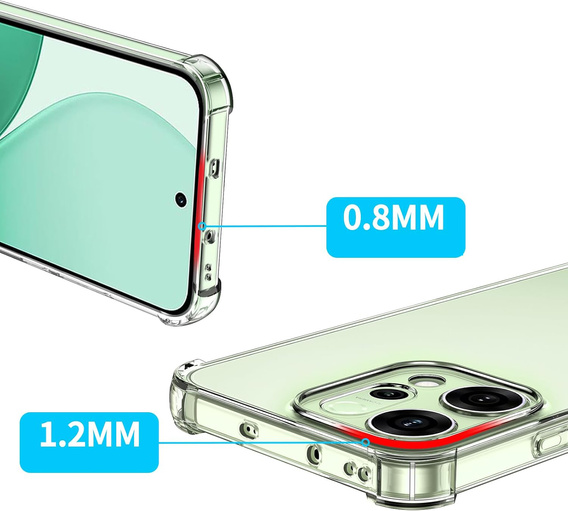 Чехол для Oppo Reno 14, усиленный, с защитой камеры, прозрачный