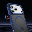Матовый чехол для iPhone 17 Pro, бронированный, для MagSafe, дымчатый с синими боками