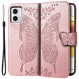 Чохол-книжка для Motorola Moto G73 5G, Butterfly, рожевий rose gold