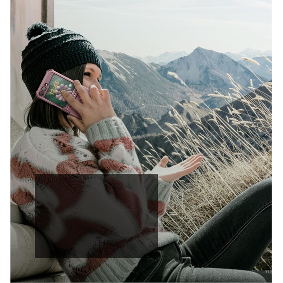 Броньований чохол для Samsung Galaxy Z Flip 5 5G, Dexnor Clip Holder, рожевий