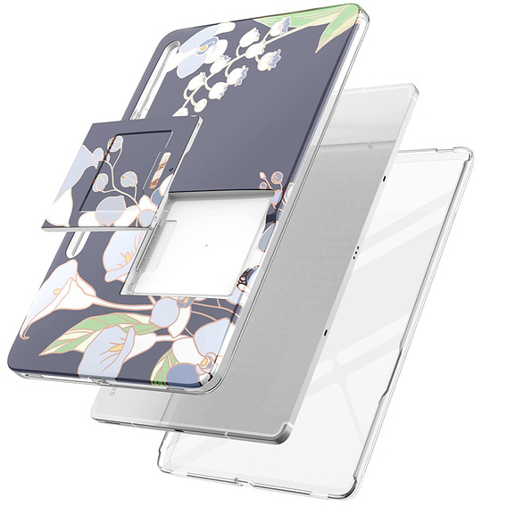 Чoхол до Samsung Galaxy Tab S7 FE, Suritch Full Body Flowers, сірий