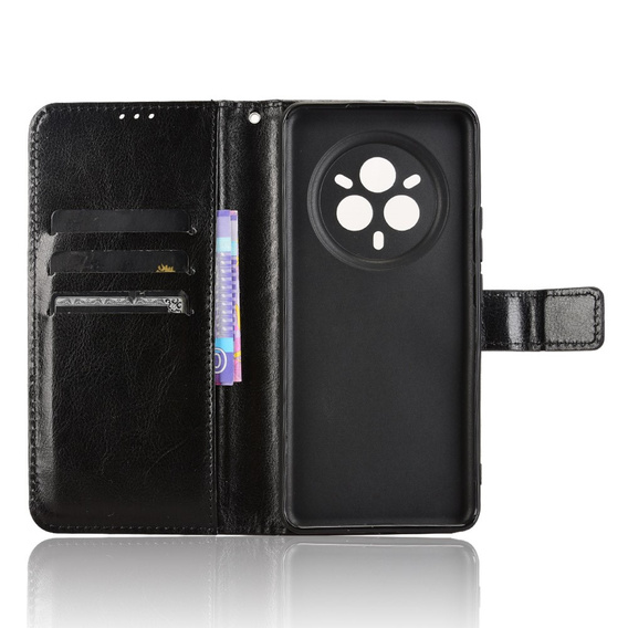 Откидной чехол для Realme 14 Pro 5G, Crazy Horse Wallet, чёрный