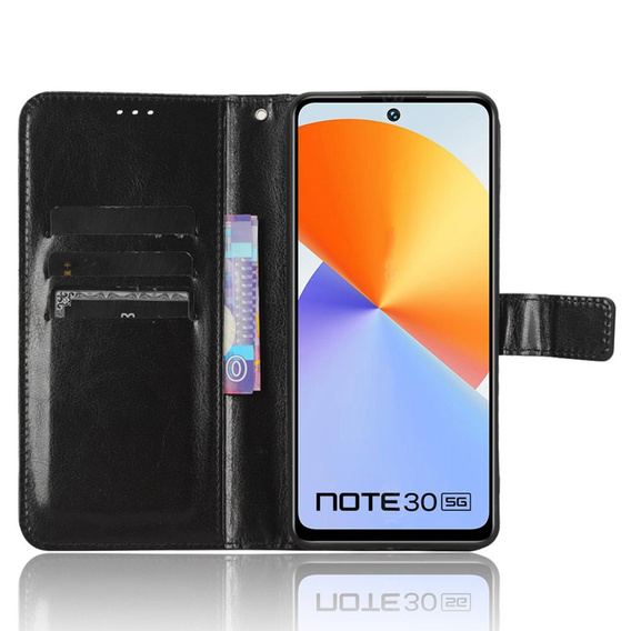 Футляр з клапаном для Infinix Note 30, Crazy Horse Wallet, чорний