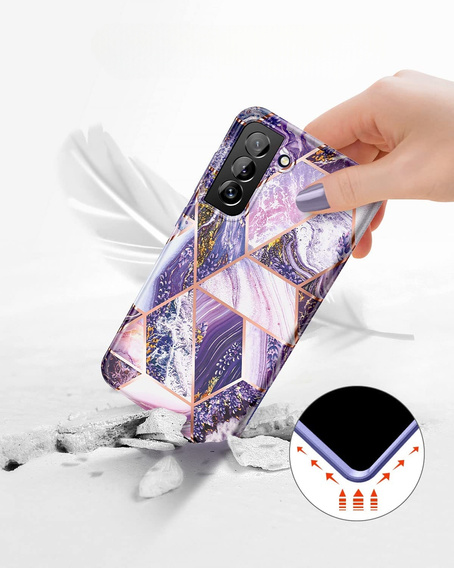 Чoхол до Samsung Galaxy S22, Suritch Full Body Marble, фіолетовий